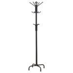 COLLIER 12 HOOK FREESTANDING COAT RACK HAT HANGER BLACK