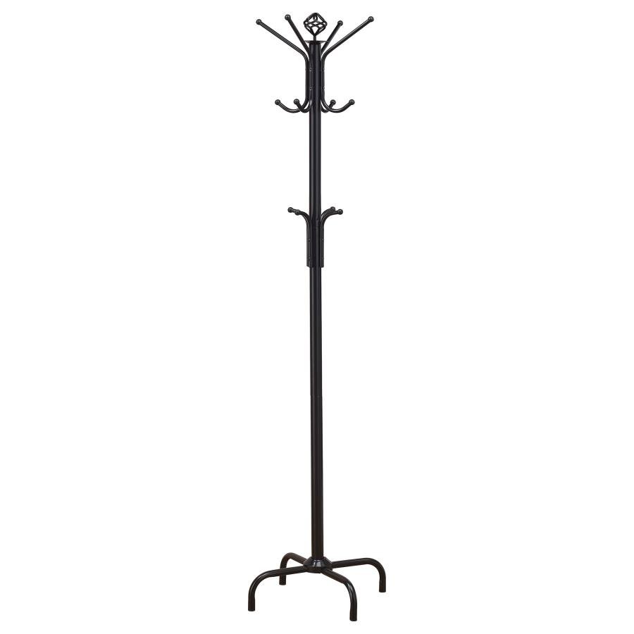 2019_02x900.jpg COLLIER 12 HOOK FREESTANDING COAT RACK HAT HANGER BLACK - Image 1