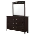 CARLTON 6-DRAWER DRESSER WITH MIRROR CAPPUCCINO - Image 4