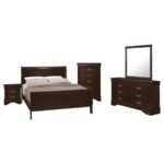 LOUIS PHILIPPE 5-PIECE QUEEN BEDROOM SET CAPPUCCINO - Image 2