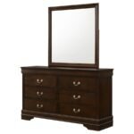 LOUIS PHILIPPE 6-DRAWER DRESSER WITH MIRROR CAPPUCCINO - Image 4