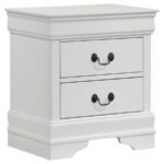 LOUIS PHILIPPE 2-DRAWER NIGHTSTAND BEDSIDE TABLE WHITE
