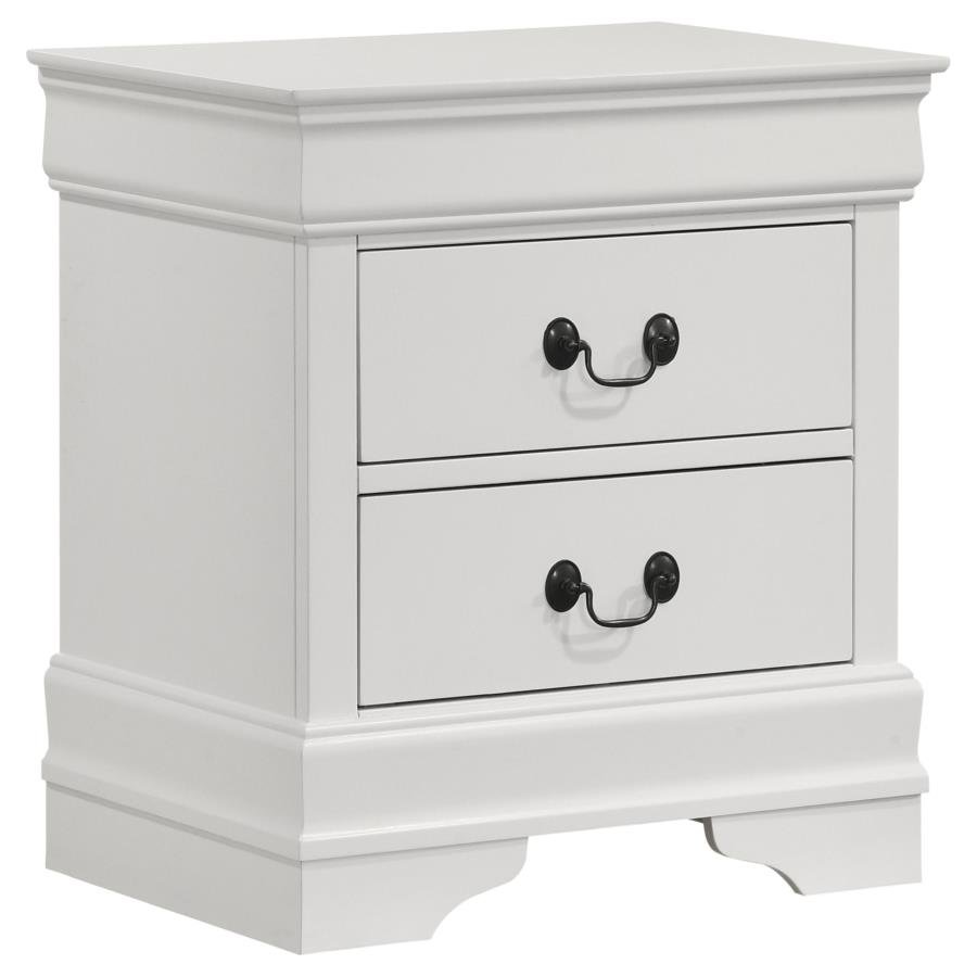 202442_02x900.jpg LOUIS PHILIPPE 2-DRAWER NIGHTSTAND BEDSIDE TABLE WHITE - Image 1
