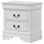 LOUIS PHILIPPE 2-DRAWER NIGHTSTAND BEDSIDE TABLE WHITE - Image 4
