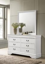 LOUIS PHILIPPE 6-DRAWER DRESSER AND MIRROR WHITE - Image 2