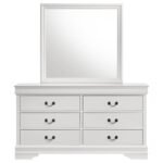 LOUIS PHILIPPE 6-DRAWER DRESSER AND MIRROR WHITE - Image 3