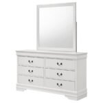LOUIS PHILIPPE 6-DRAWER DRESSER AND MIRROR WHITE - Image 4