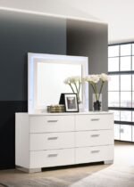 FELICITY 6-DRAWER DRESSER WITH LED MIRROR WHITE HIGH GLOSS - Image 2