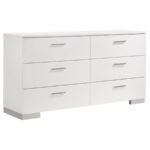 FELICITY 6-DRAWER DRESSER WHITE HIGH GLOSS