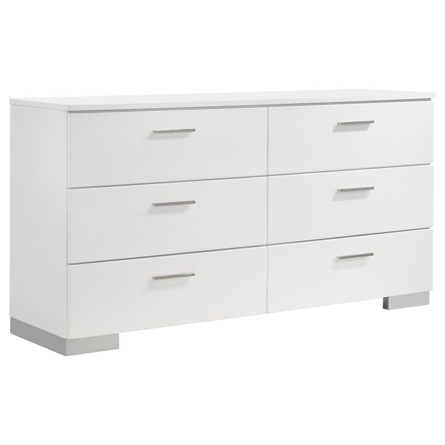 203503_02x900.jpg FELICITY 6-DRAWER DRESSER WHITE HIGH GLOSS - Image 1