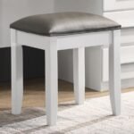 FELICITY UPHOLSTERED VANITY STOOL METALLIC AND GLOSSY WHITE - Image 2