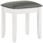 FELICITY UPHOLSTERED VANITY STOOL METALLIC AND GLOSSY WHITE