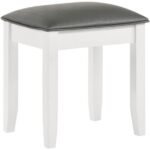 FELICITY UPHOLSTERED VANITY STOOL METALLIC AND GLOSSY WHITE