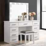 FELICITY UPHOLSTERED VANITY STOOL METALLIC AND GLOSSY WHITE - Image 4