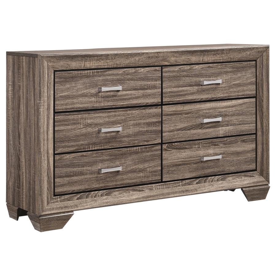 204193_02x900.jpg KAUFFMAN 6-DRAWER DRESSER WASHED TAUPE - Image 1