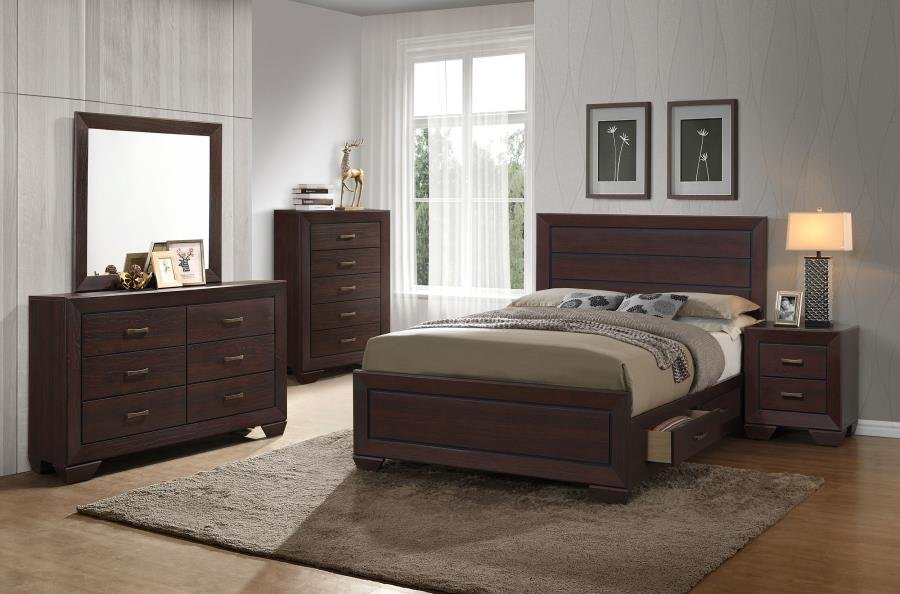 204390Q-S5_01x900.jpg KAUFFMAN 5-PIECE QUEEN BEDROOM SET DARK COCOA - Image 1