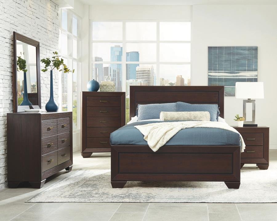 204391Q-S5_01x900.jpg KAUFFMAN 5-PIECE QUEEN BEDROOM SET DARK COCOA - Image 1