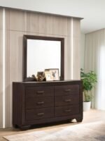 KAUFFMAN 6-DRAWER DRESSER WITH MIRROR DARK COCOA - Image 2