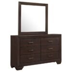 KAUFFMAN 6-DRAWER DRESSER WITH MIRROR DARK COCOA