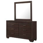 KAUFFMAN 6-DRAWER DRESSER WITH MIRROR DARK COCOA - Image 4