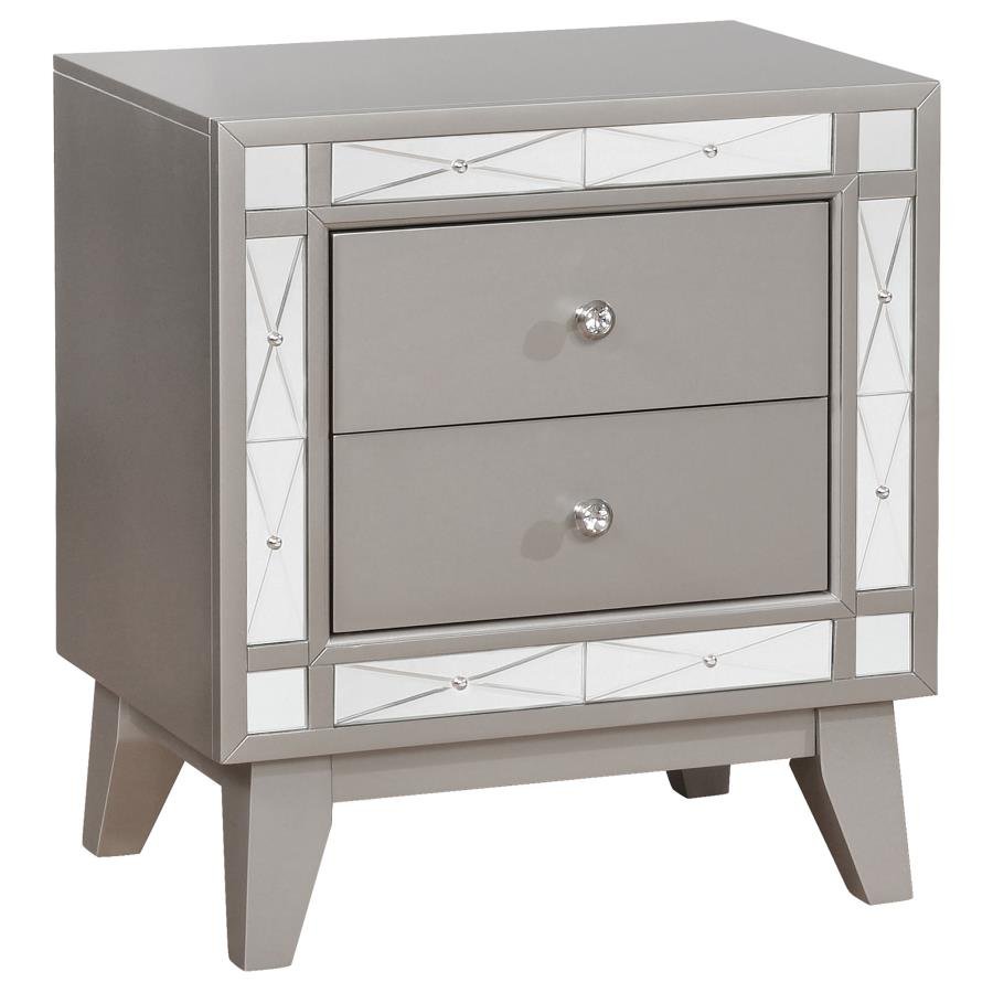 204922_02x900.jpg LEIGHTON 2-DRAWER NIGHTSTAND METALLIC MERCURY - Image 1