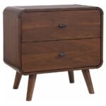 ROBYN 2-DRAWER NIGHTSTAND BEDSIDE TABLE DARK WALNUT