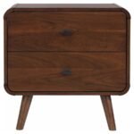 ROBYN 2-DRAWER NIGHTSTAND BEDSIDE TABLE DARK WALNUT - Image 3