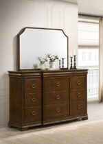 GARLAND 11-DRAWER BEDROOM DRESSER WITH MIRROR BROWN CHERRY - Image 2