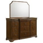 GARLAND 11-DRAWER BEDROOM DRESSER WITH MIRROR BROWN CHERRY