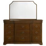 GARLAND 11-DRAWER BEDROOM DRESSER WITH MIRROR BROWN CHERRY - Image 3