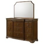 GARLAND 11-DRAWER BEDROOM DRESSER WITH MIRROR BROWN CHERRY - Image 4