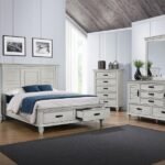 FRANCO 5-PIECE QUEEN BEDROOM SET DISTRESSED WHITE
