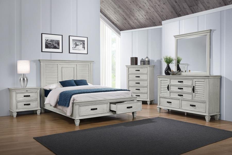 205330Q-S5_01x900.jpg FRANCO 5-PIECE QUEEN BEDROOM SET DISTRESSED WHITE - Image 1