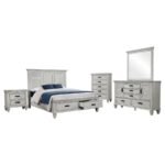 FRANCO 5-PIECE QUEEN BEDROOM SET DISTRESSED WHITE - Image 2