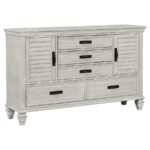 FRANCO 5-PIECE QUEEN BEDROOM SET DISTRESSED WHITE - Image 6