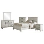FRANCO 5-PIECE QUEEN BEDROOM SET DISTRESSED WHITE - Image 2