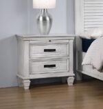 FRANCO 2-DRAWER NIGHTSTAND DISTRESSED WHITE - Image 2