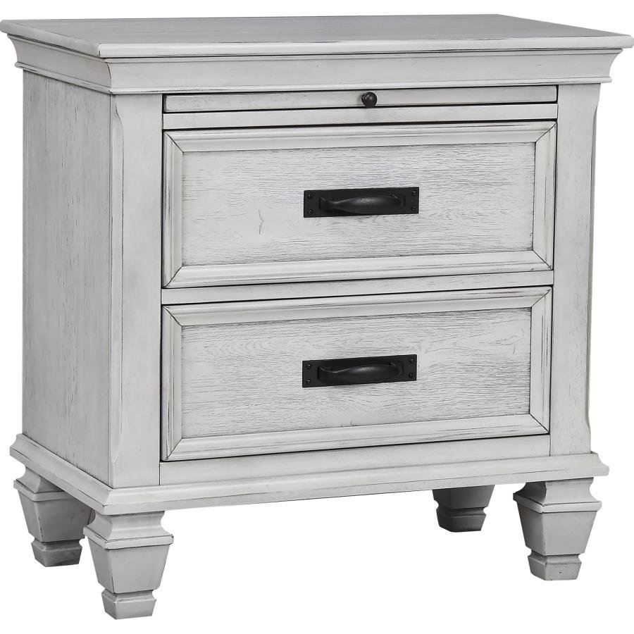205332_02x900.jpg FRANCO 2-DRAWER NIGHTSTAND DISTRESSED WHITE - Image 1