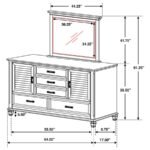 FRANCO 5-DRAWER DRESSER WITH MIRROR DISTRESSED WHITE - Image 3
