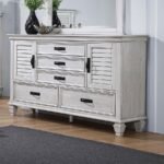FRANCO 5-DRAWER DRESSER DISTRESSED WHITE - Image 2