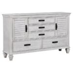 FRANCO 5-DRAWER DRESSER DISTRESSED WHITE