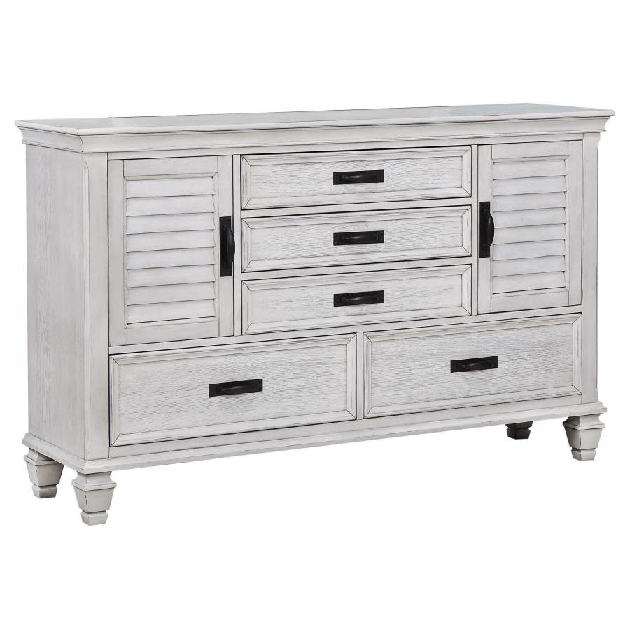 205333_02x900.jpg FRANCO 5-DRAWER DRESSER DISTRESSED WHITE - Image 1