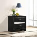 MIRANDA 3-DRAWER NIGHTSTAND BEDSIDE TABLE BLACK - Image 2