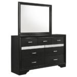MIRANDA 7-DRAWER DRESSER WITH MIRROR BLACK