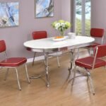 RETRO 5-PIECE OVAL DINING TABLE SET WHITE AND RED