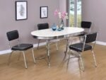 RETRO 5-PIECE OVAL DINING TABLE SET WHITE AND BLACK