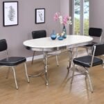 RETRO 5-PIECE OVAL DINING TABLE SET WHITE AND BLACK