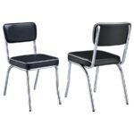 RETRO UPHOLSTERED DINING SIDE CHAIR BLACK (SET OF 2)