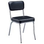 RETRO UPHOLSTERED DINING SIDE CHAIR BLACK (SET OF 2) - Image 3