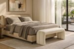 Arc Boucle Fabric Upholstered Bench - Image 2